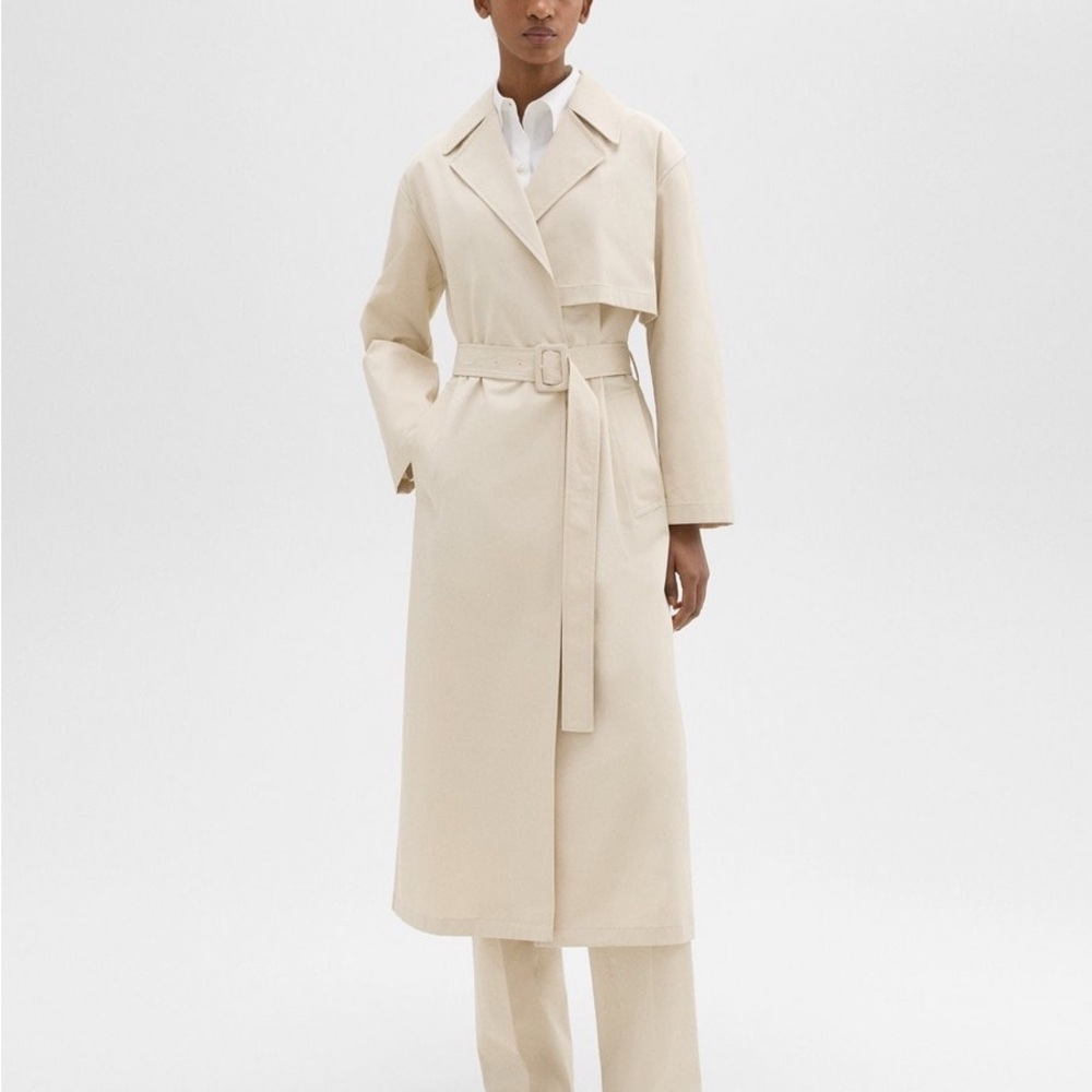 Theory SB Wrap Trench Coat in Sand